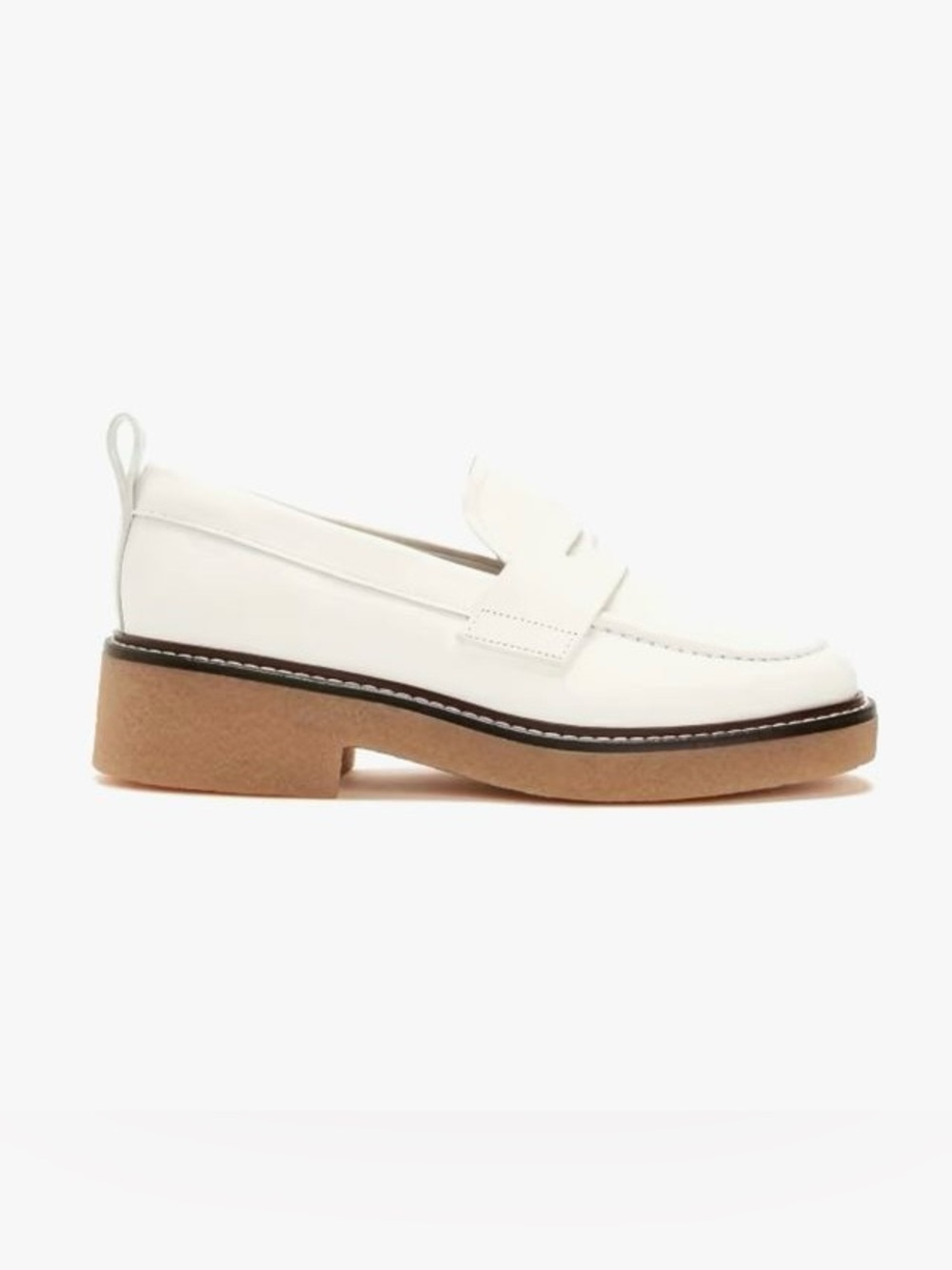 $160 Everlane The Gum Sole White Leather Platform Penny Loafer Size 9.5